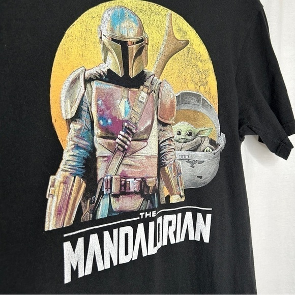 Star Wars Mandalorian And Baby Yoda Graphic Print T-Shirt medium - Picture 5 of 5